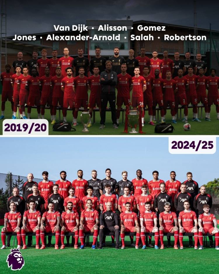 英超官方晒利物浦两次夺冠阵容：19-20赛季冠军球员7人仍在队中